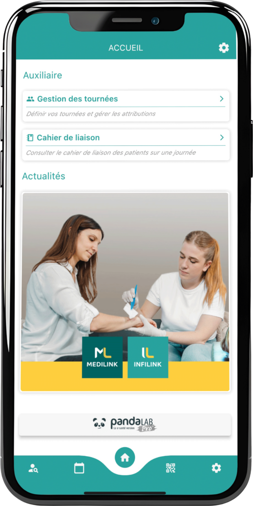 Vue sur mobile de l'application Infilink et du carnet de liaison